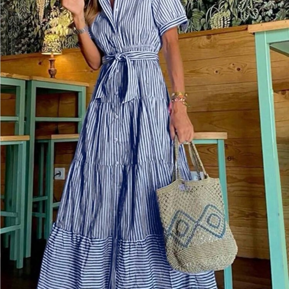 Striped Blue Maxi Dress